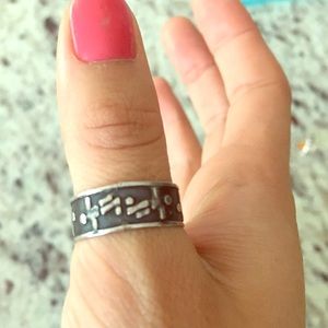 Vintage Sterling silver football soccer ring